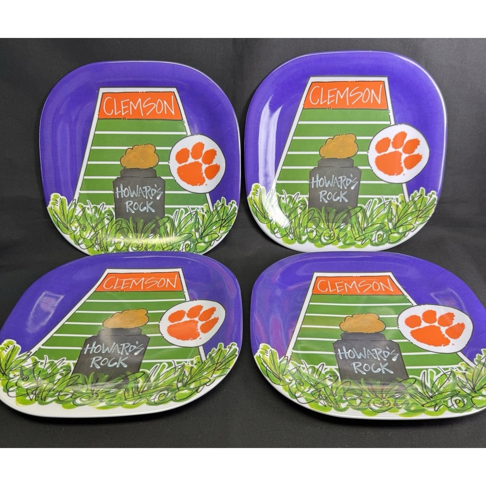 Magnolia Lane Lot Of 4 Melamine 10.5" Clemson Howard's Rock  Dinner Plates Party